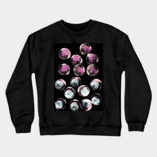 Simple abstract background with bubbles, confetti. Blue, pink rainbow watercolor dots (circles) on black. Perfect for greeting card, postcard, poster, logo, textile, fabric, packaging, wrapping paper. Crewneck Sweatshirt